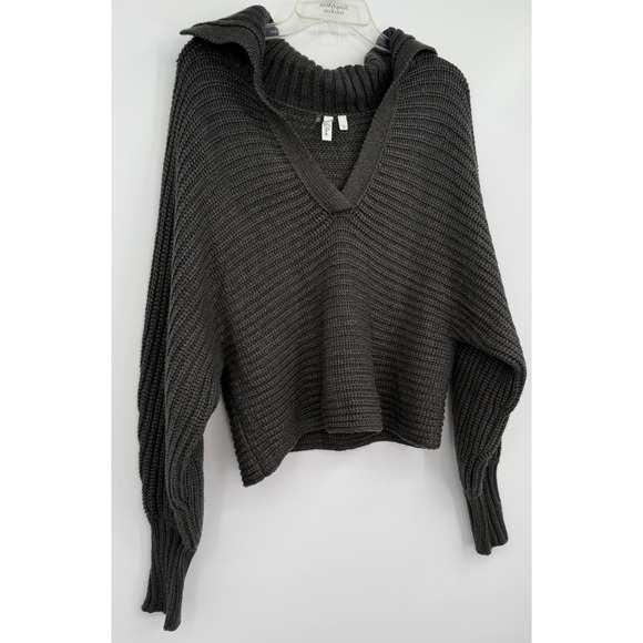 Sierra By Elan Women's Collard Slouchy Ribbed Knit Sweater Boho Casual Chic Sz S - Picture 3 of 10